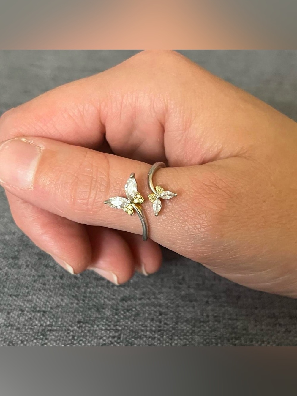 Sterling Silver 925 Butterfly Ring Adjustable Boho Whimsical Jewelry